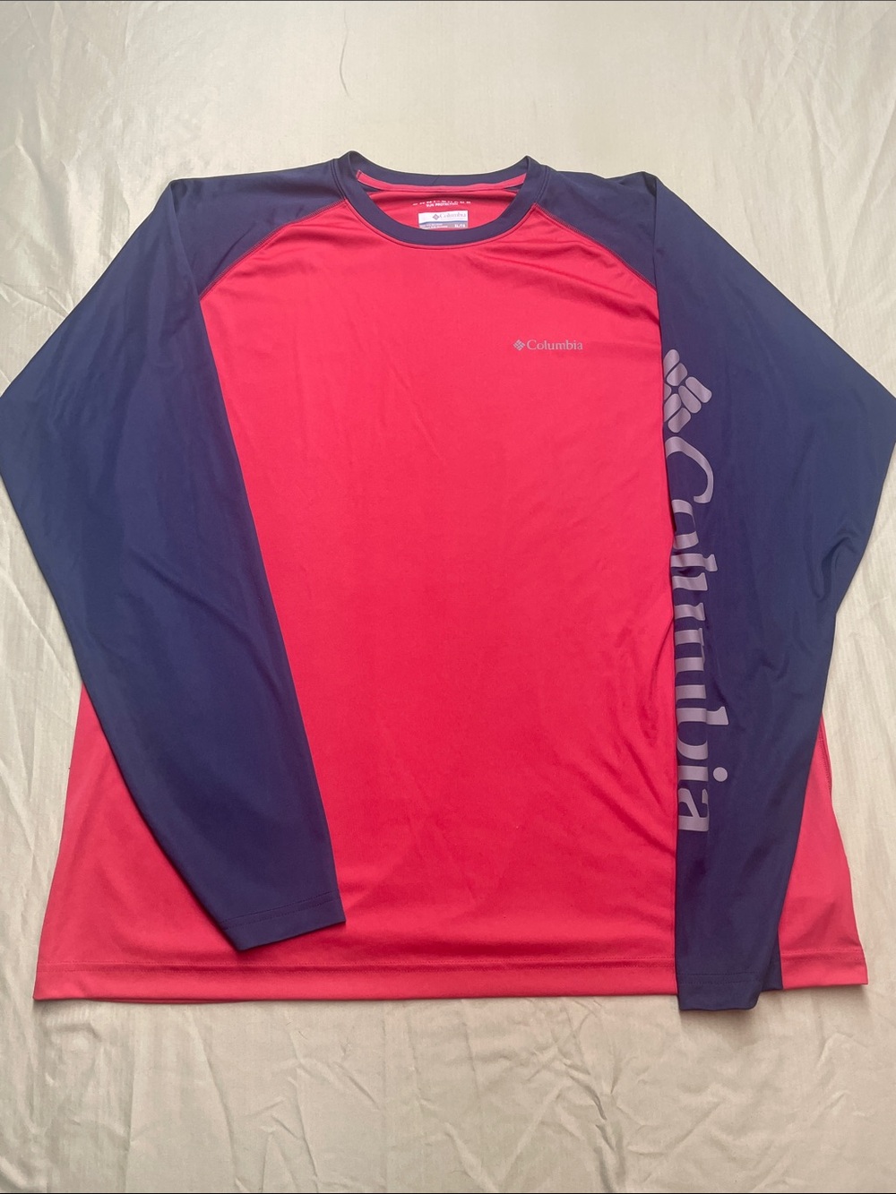 Columbia Long Sleeve Performance Omni Shade Sun Shirt - Red and Navy